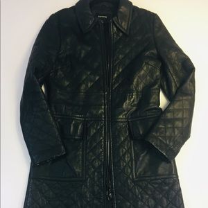 Express Women’s Black Genuine Leather Trench Coat